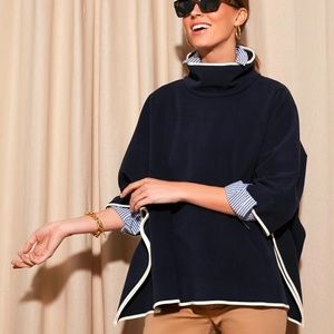 NWY Tuckernuck navy leather-lined Piper Poncho